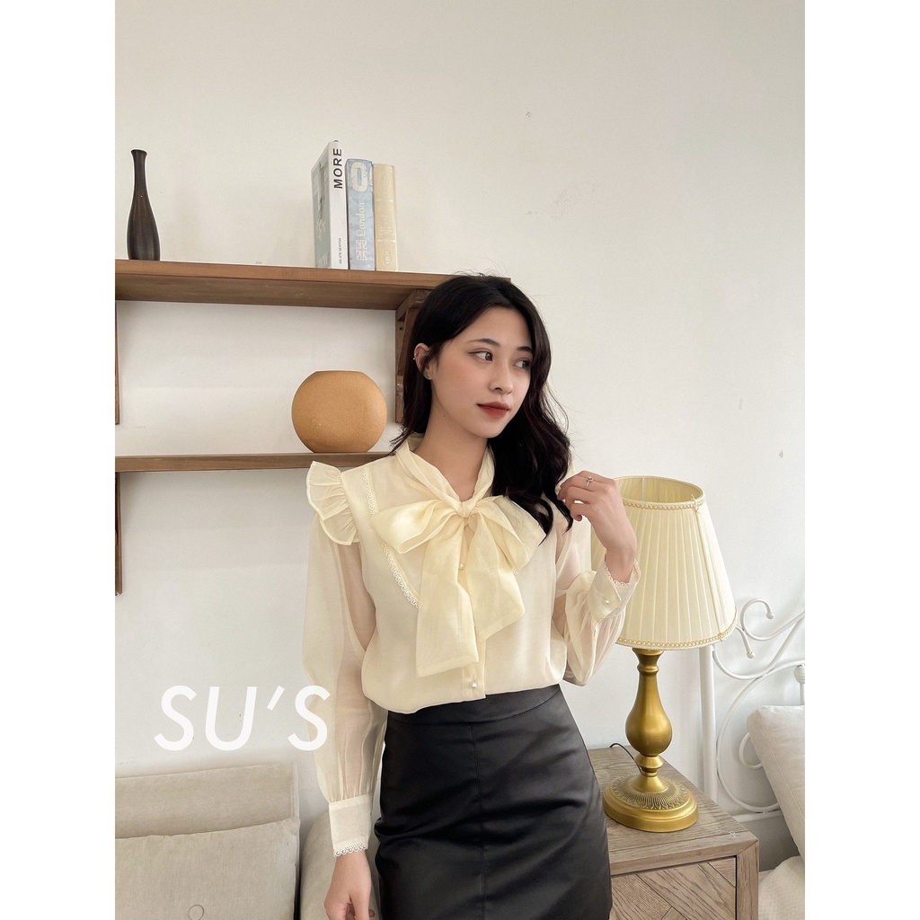 Áo sơ mi buộc nơ vai bồng A2172 SUSTORE