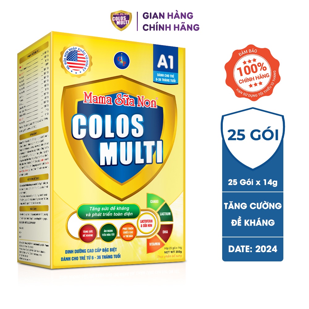 [Mã FMCGMALL -8% đơn 250K] Sữa bột Colosmulti A1 hỗ trợ tăng cường sức đề kháng cho trẻ hộp 25 gói x 14g