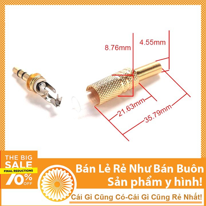 Jack Audio 3.5mm Kim Loại Màu Vàng Chân Hàn Jack Âm Thanh Chế Tai Nghe Loa Nghe Nhạc DHCNHN