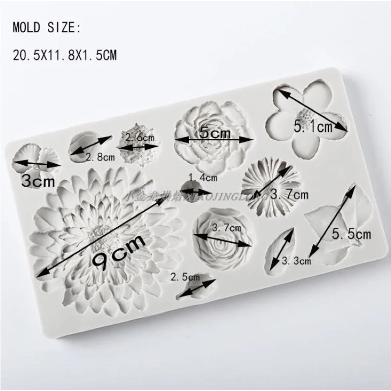 khuôn silicon các mẫu hoa trang trí bánh MS-135386