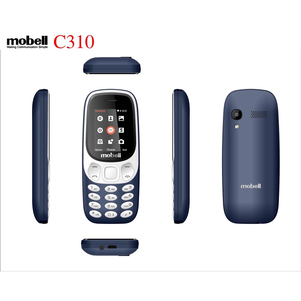 Điện thoại Mobell C310 màn hình màu 1.8inch, 2sim nghe nhạc MP3, FM full box