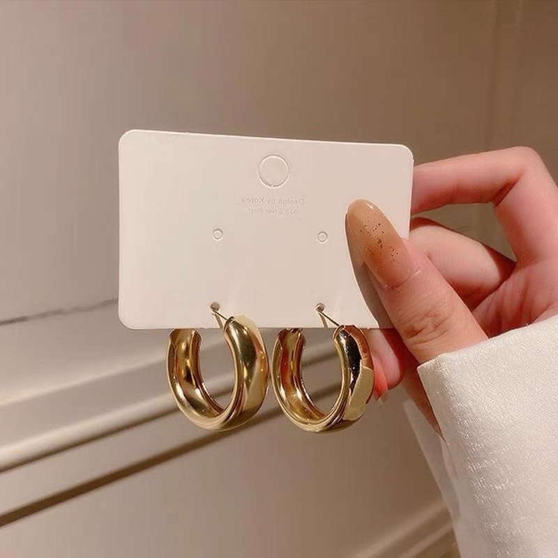 bông tai kim loại phong cách retro, khuyên tai chui bạc 925 sang chảnh