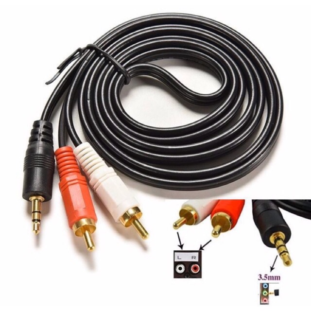 Dây loa 1 ra 2 một đầu 3.5 ra 2 AV dài 1,5m