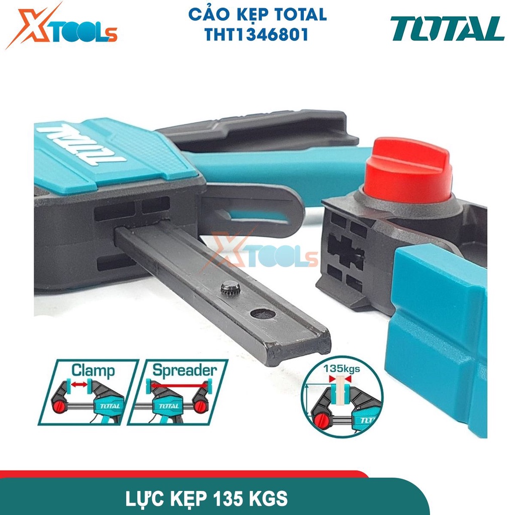 Thanh kẹp nhanh TOTAL kích thước 450-900mm, kẹp, cố định gỗ làm mộc, xây dựng, lực kẹp tối đa 135kgs -CHÍNH HÃNG-XTOOLS