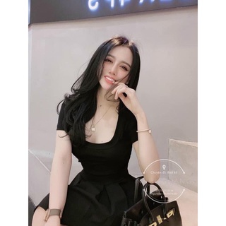 Áo thun ôm cổ vuông ( kèm ảnh thật)