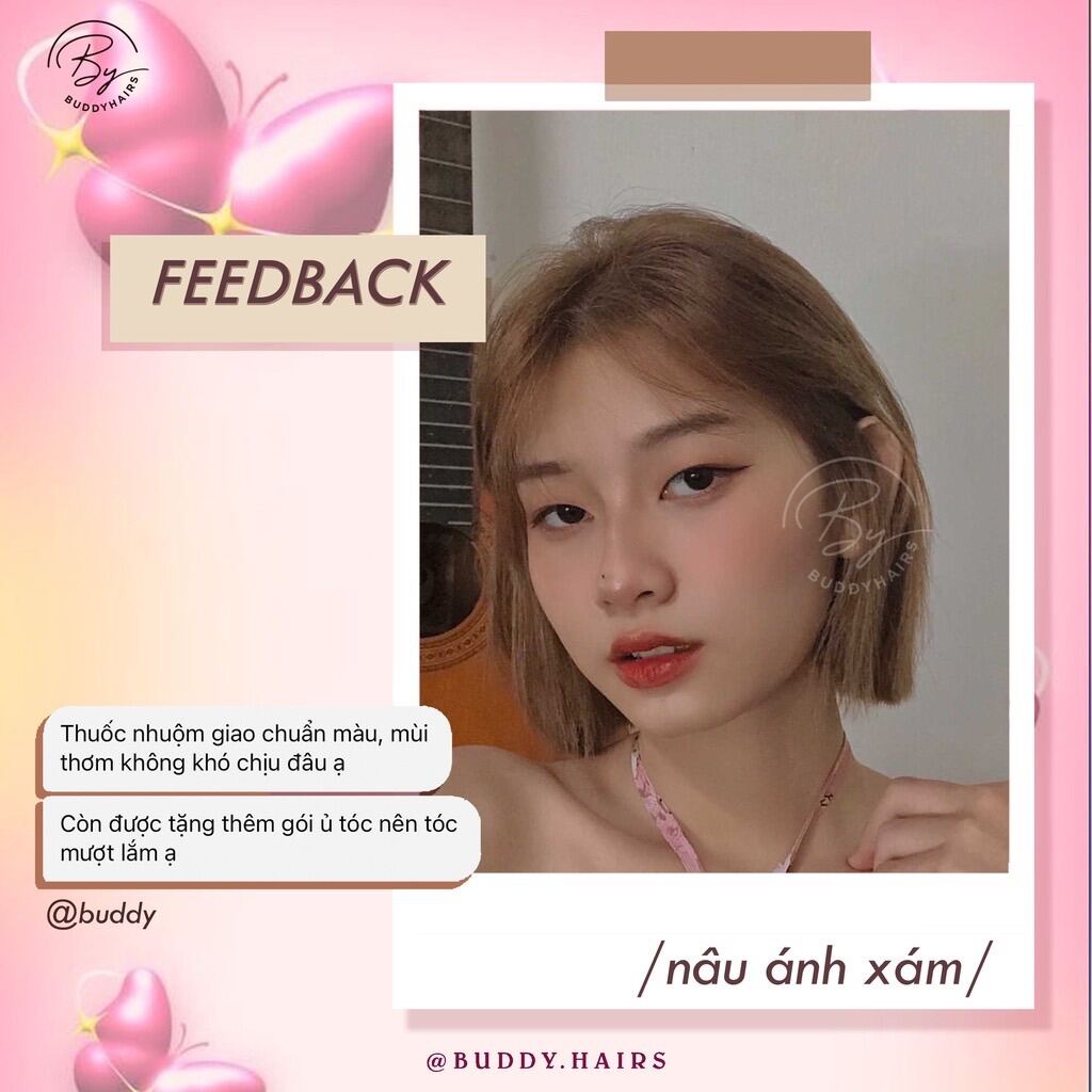 Nhuộm Tóc Nâu Ánh Xám Tặng Oxy và Gang Tay ( cần tẩy)