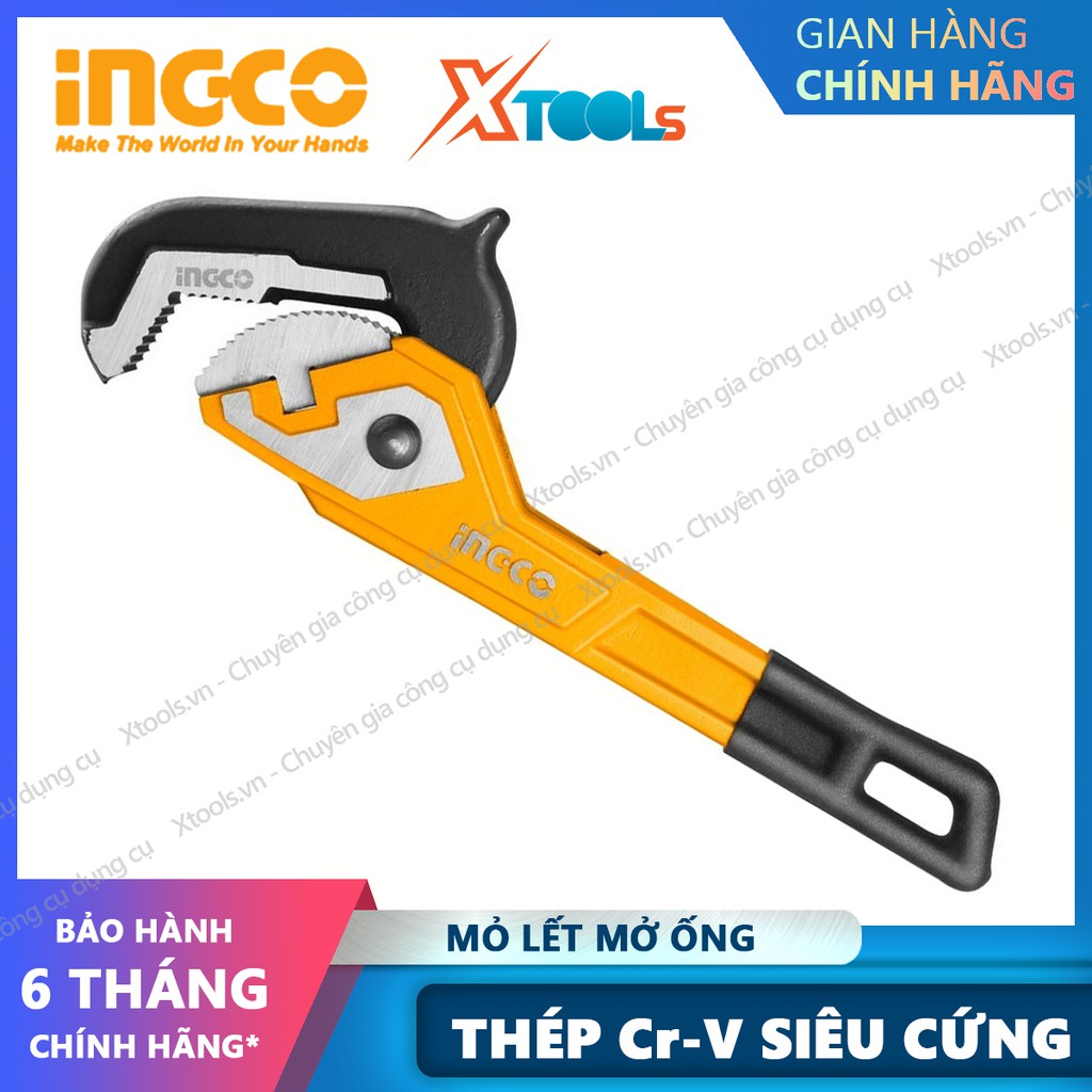 Mỏ lết mở ống nước tự động chuyên dụng cao cấp INGCO 10&quot; 14&quot; thép Cr-V siêu cứng chống rỉ sét sửa chữa cơ khí nhà cửa