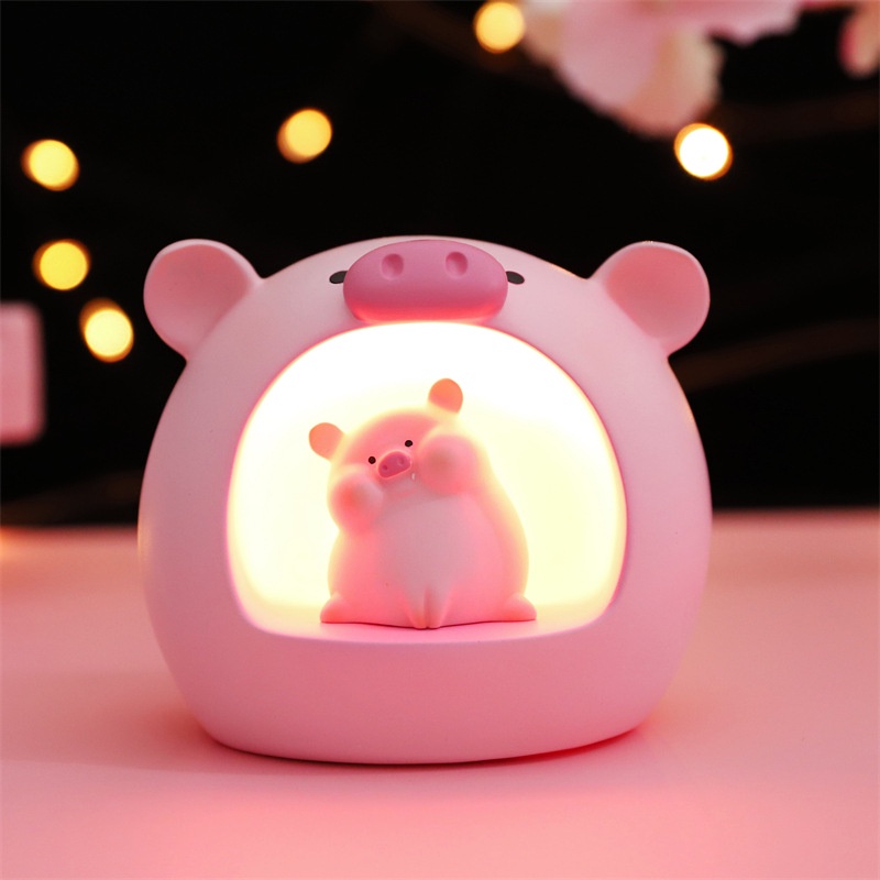 Đèn Ngủ Để Bàn Hình Chú Heo Hồng Ngôi Sao Nhỏ Dùng Trang Trí