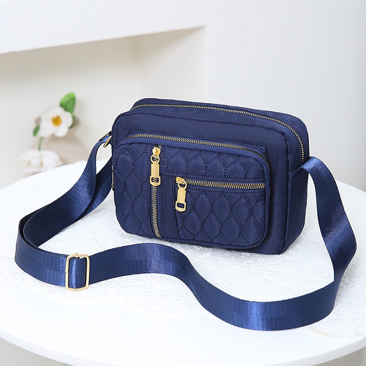 Túi Xách Nữ Đeo Chéo Vải Dù 5 Ngăn Cao Cấp Thời Trang Họa Tiết Trần Trám Size 23cm