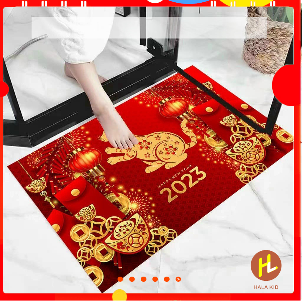 Thảm lau chân tết 3D sắc đỏ Quý Mão 2023- 40x60cm