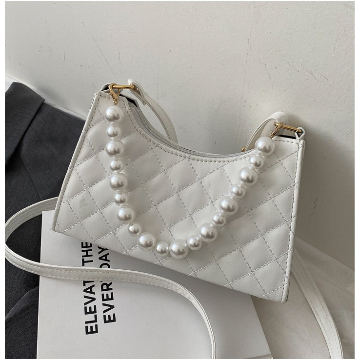 [Free Ship ] Túi Xách Nữ Kẹp Nách Ngọc Chai Trang Trí 2 Màu Đen , Trắng Đi Chơi , Đi Làm Tiện Lợi | BigBuy360 - bigbuy360.vn