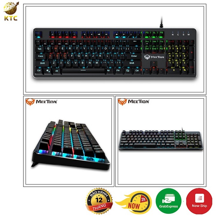 BÀN PHÍM CƠ GAMING MEETION MK007 BLACK (RGB) - BẢNG LED NHIỀU MÀU - KTC shop