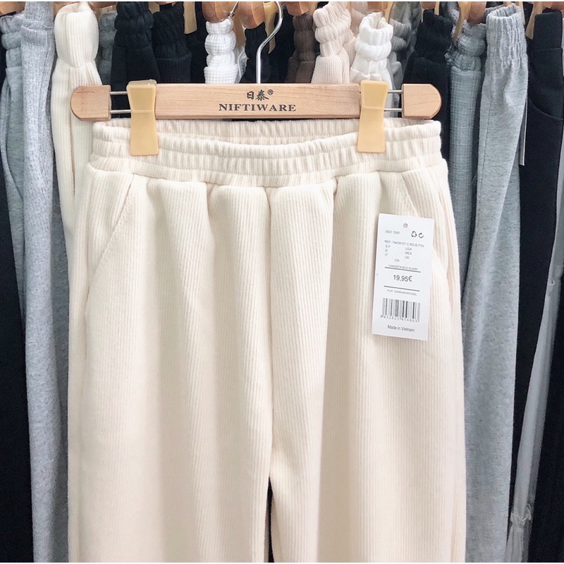 Quần Baggy Nỉ Tăm Cạp Chun Trơn ho nữ màu basic dễ phối đồ phong cách hàn quốc | BigBuy360 - bigbuy360.vn