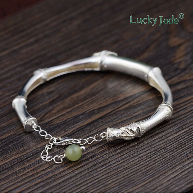 Vòng Tay Bạc 925 Đính Đá Ngọc Bích Thời Trang