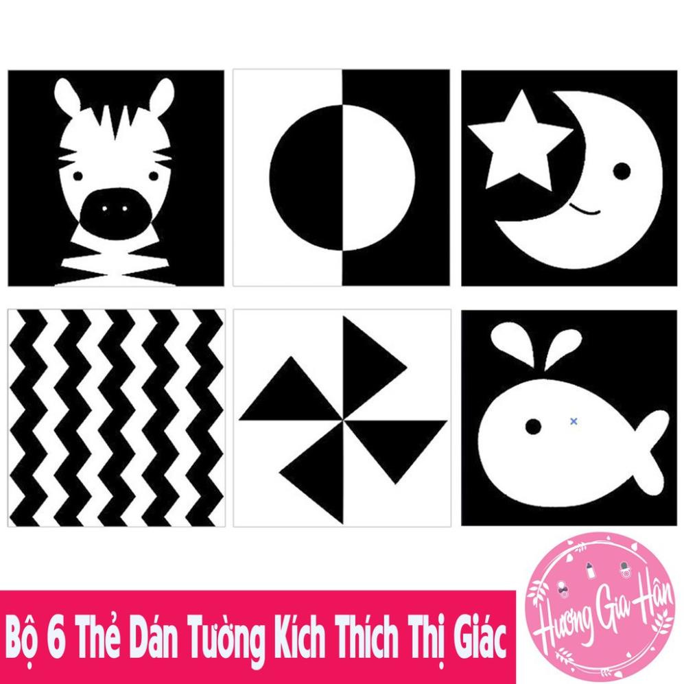 Bộ 6 Thẻ Dán Tường Kích Thích Thị Giác Giúp Bé Phát Triển Toàn Diện [Thanh Mai Shop]