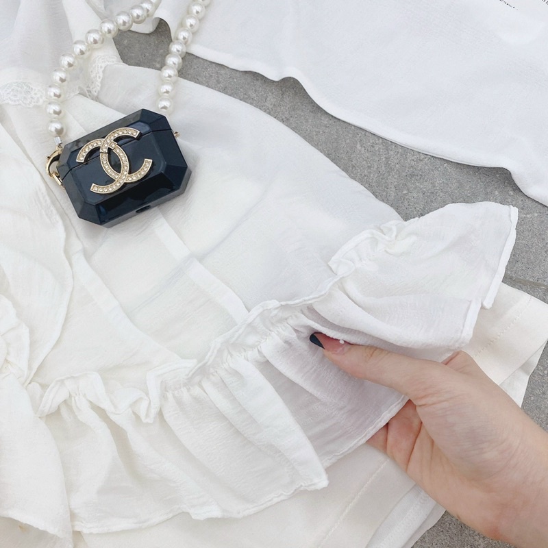 Set áo trắng viền bèo tay loe quần