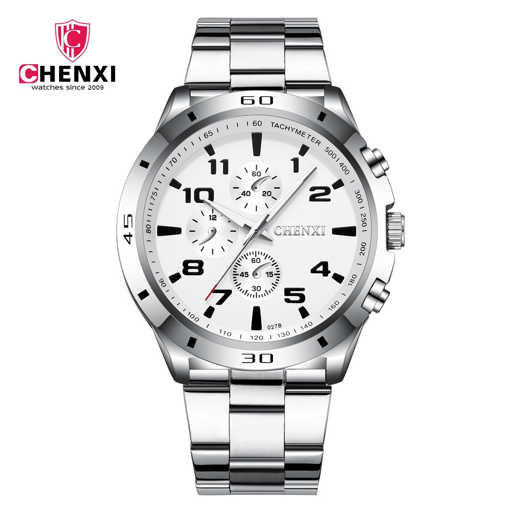 Chenxi Đồng Hồ Đeo Tay Ba Kim Bằng Thép Không Gỉ Thời Trang Sang Trọng Cho Nam