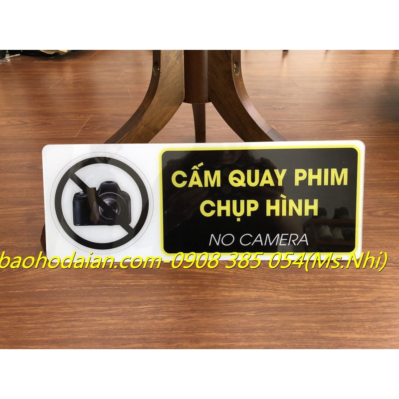 Biển báo cấm chụp hình quay phim chất liệu mica siêu bền 15x40cm