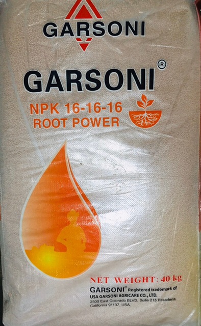 Phân bón NPK 16-16-16 Garsoni tan nhanh trong nước gói 1kg