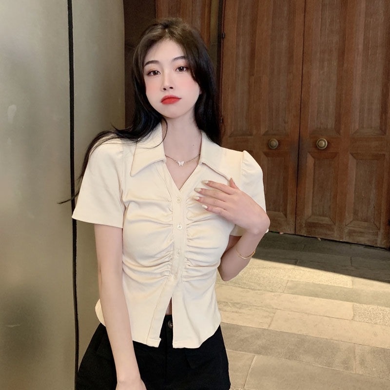 Áo Sơ Mi Tay Ngắn Dáng Ôm Thời Trang Mùa Hè Cá Tính Cho Nữ