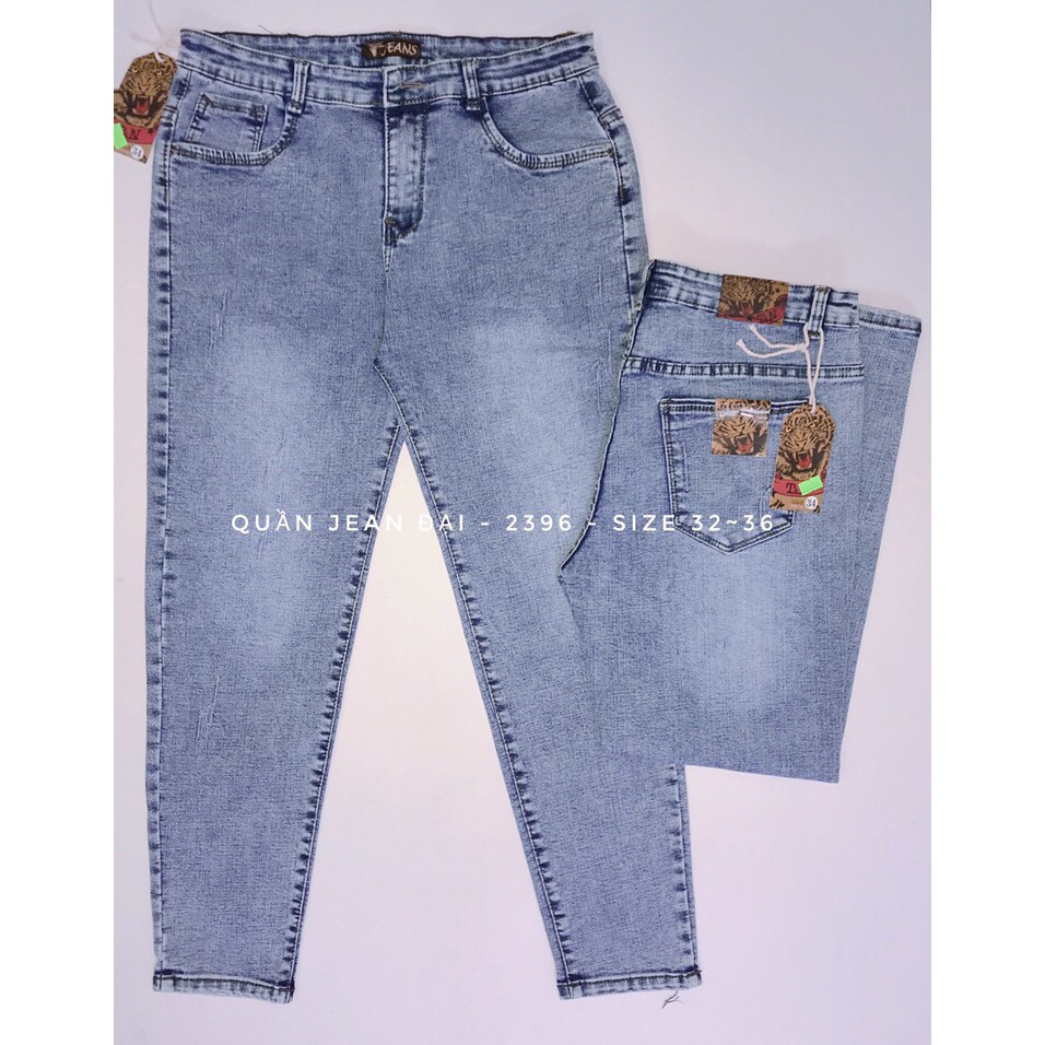 [40kg~90kg] QUẦN JEAN DÀI BIG SIZE NỮ màu xanh xám, co dãn mạnh lưng cao 2396