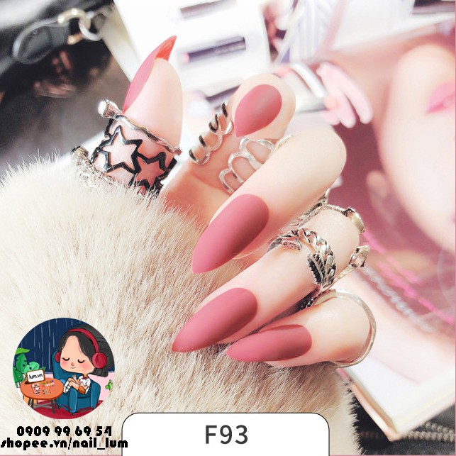 Móng Giả - Nail Dài Nhọn - Sơn Mịn [Sẵn Keo - Đóng Hộp 24 Mẫu Đủ Size]