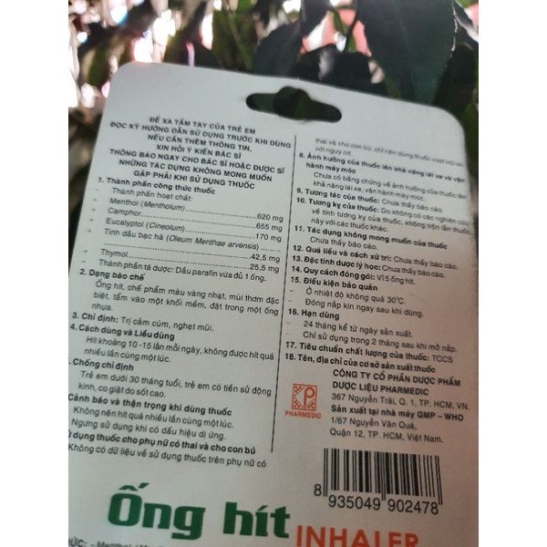 Ống hít nghẹt mũi Inhaler Pharmedic - Đông Anh Pharmart