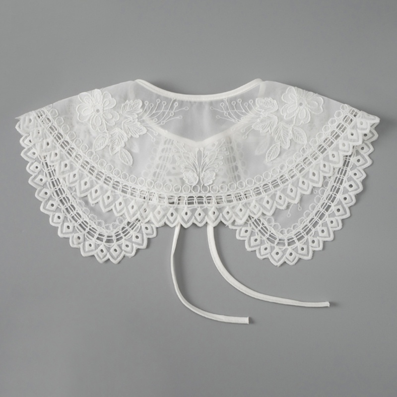 Yoioi Vòng Cổ Giả Khăn Choàng Cổ Thêu Hoa Lá Kiểu Công Chúa Lừa Cài Áo Khoét Rỗng Cho Nữ