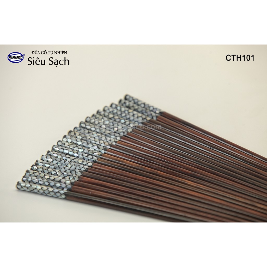 Đũa gỗ Trắc Việt Nam đầu cẩm xà cừ đẹp (10 đôi/hộp) CTH101 - Chopstick of HAHANCO