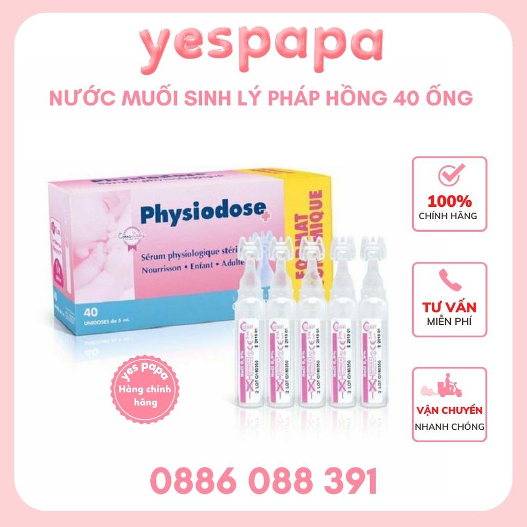 Nước muối sinh lý Pháp hồng 40 ống Physiodose mẫu mới