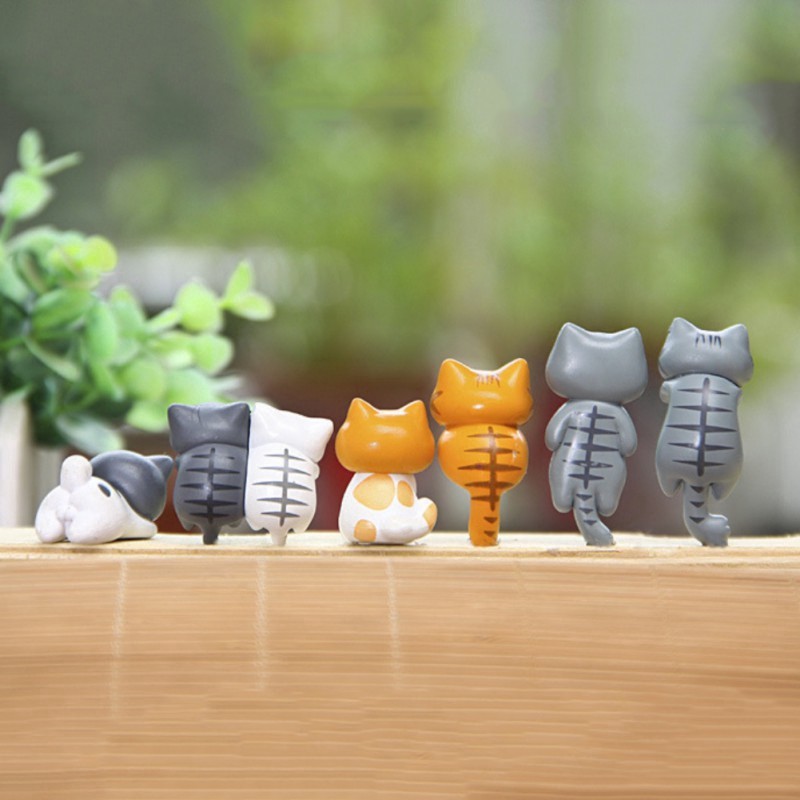 Bộ 6 mô hình mèo mini dễ thương cho trang trí sân vườn
