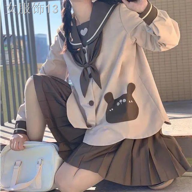 Đại học Nhật Bản cô gái mềm mại dễ thương áo phông đồng phục jk váy xếp lyTJ -C