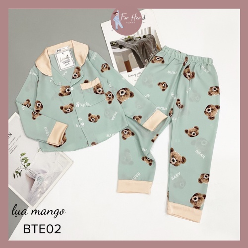 [Set Bé] Bộ Pizama Đôi Mẹ và Bé Mẫu Mới Nhất 2021 Pijama Trẻ Em Lụa Mango Dài Tay Cao Cấp Nhiều Màu Đủ Size 12-32kg