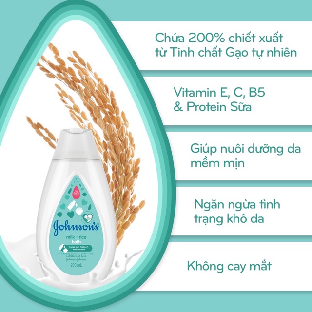 Sữa tắm Johnson’s chứa sữa và gạo/sữa và yến mạch chai 200ml | BigBuy360 - bigbuy360.vn