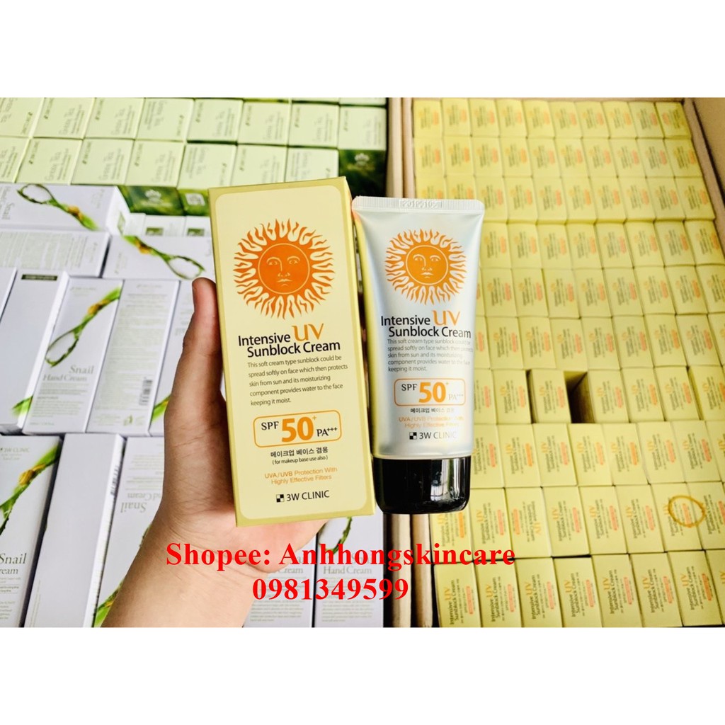 Kem chống nắng 3W Clinic Intensive UV Sunblock Cream SPF 50+ PA+++