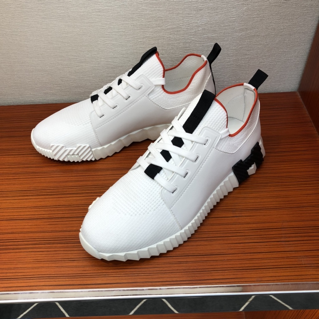 Giày sneaker nam da thật thời trang cao cấp Hermes phong cách năng động, đường phố