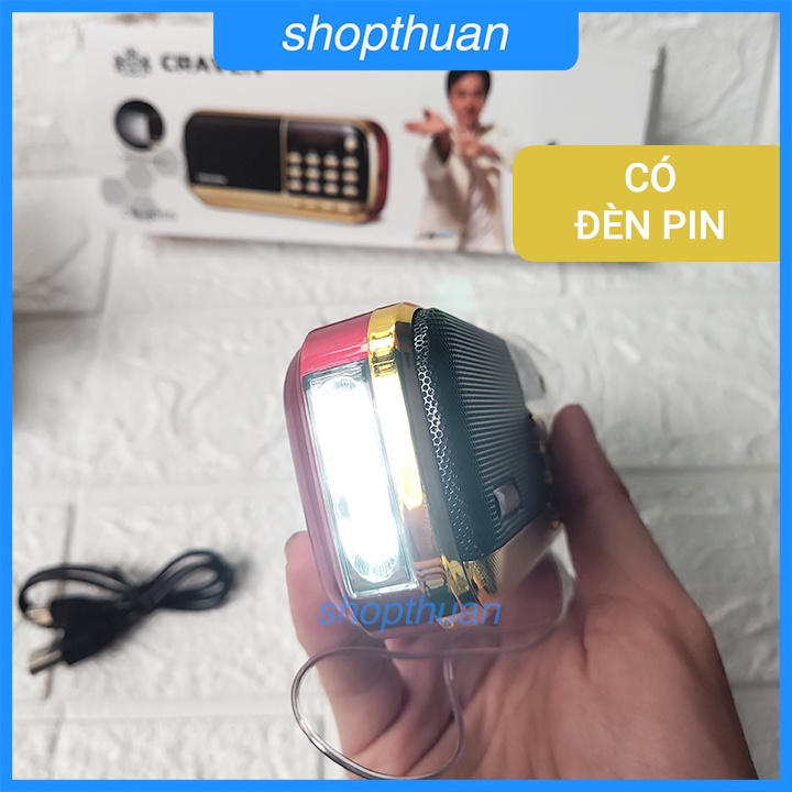 [Mã ELHACE giảm 4% đơn 300K] Loa thẻ nhớ Craven CR-836S - 2 Pin - Nghe Thẻ Nhớ, USB,FM Radio - Có Đèn Pin