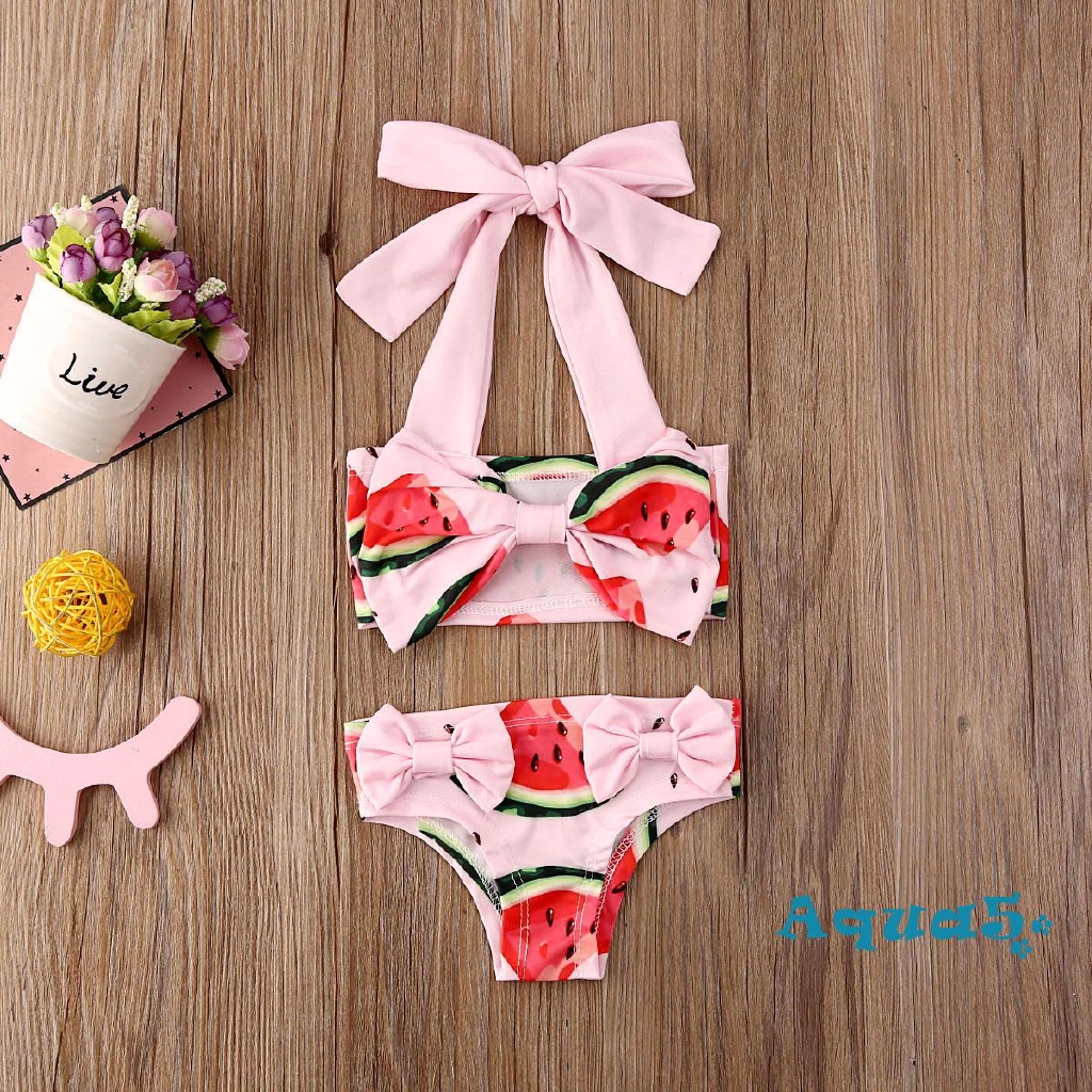 Đồ Bơi Hai Mảnh Họa Tiết Dưa Hấu Dễ Thương Cho Bé Gái