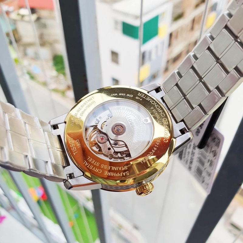 Đồng hồ Tissot nam máy cơ Automatic Demi, đồng hồ nam dây thép viền thép, phong cách lịch lãm