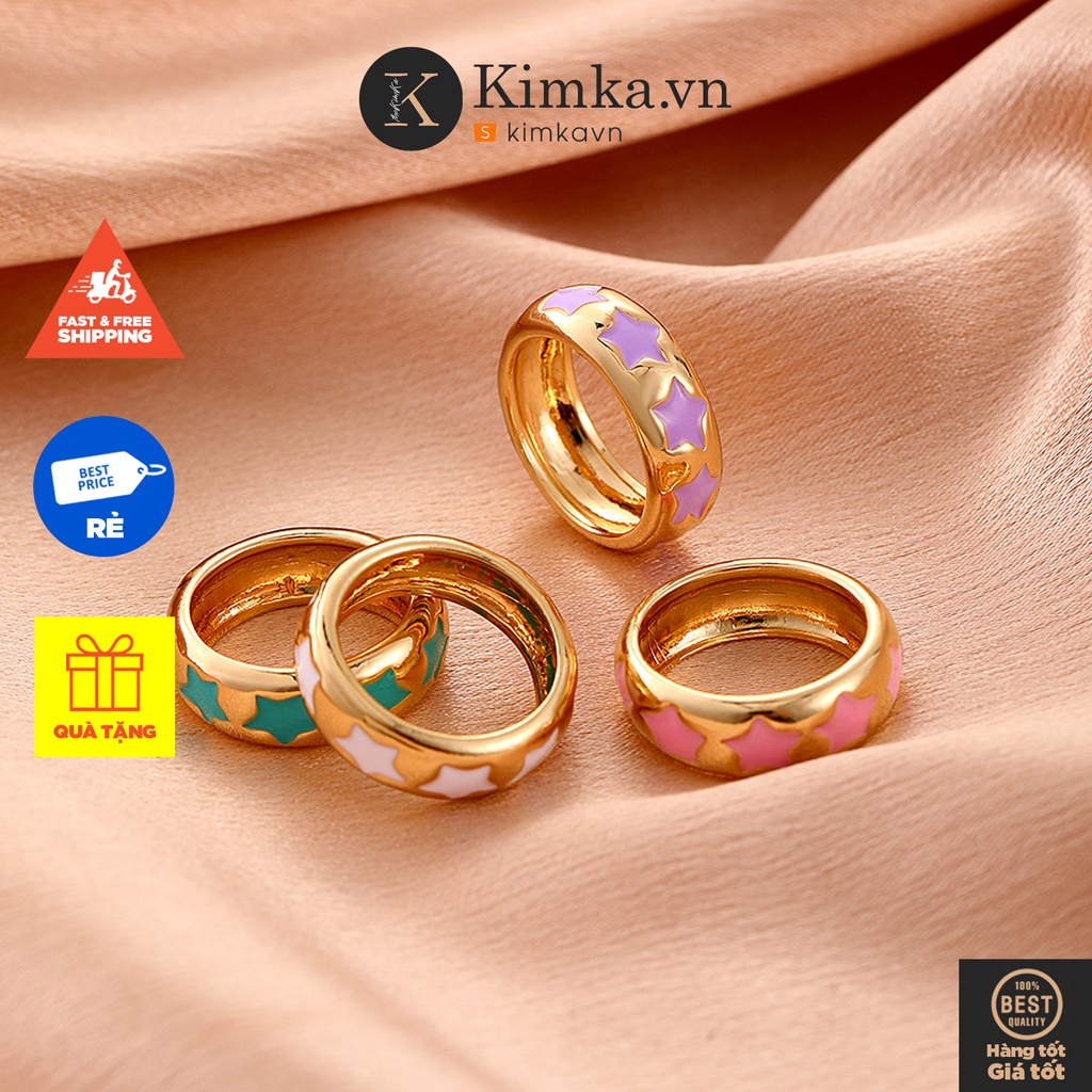 (0369) Nhẫn Kim Loại Hoạ Tiết Ngôi Sao Nhiều Màu Cá Tính Xu Hướng ⭐️