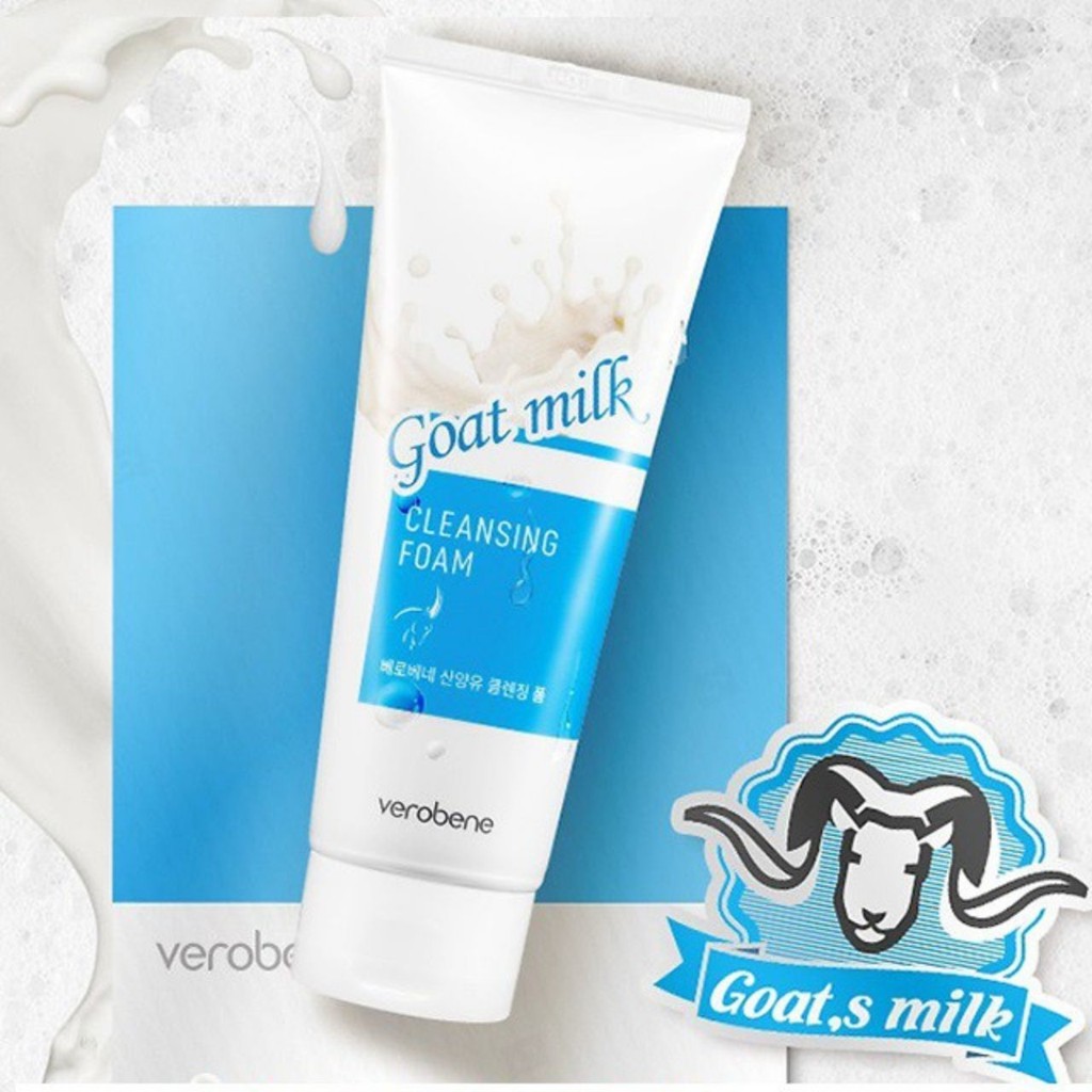 Sữa Rửa Mặt Sữa Dê Verobene Goat Milk Cleansing Foam 150ml - Cam Kết Chính Hãng Hàn Quốc - Dùng Được Cho Cả Nam Và Nữ