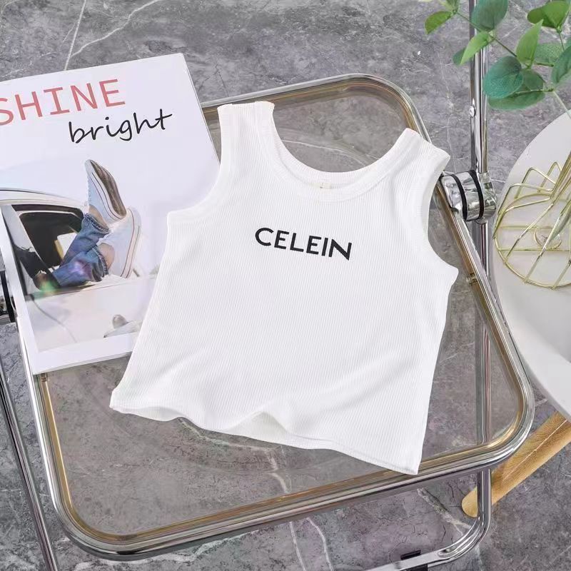 Áo Thun Dệt Kim Không Tay Thêu Chữ Phong Cách Hàn Quốc Thời Trang Mùa Hè Mới Dành Cho Bé Gái 2022 3