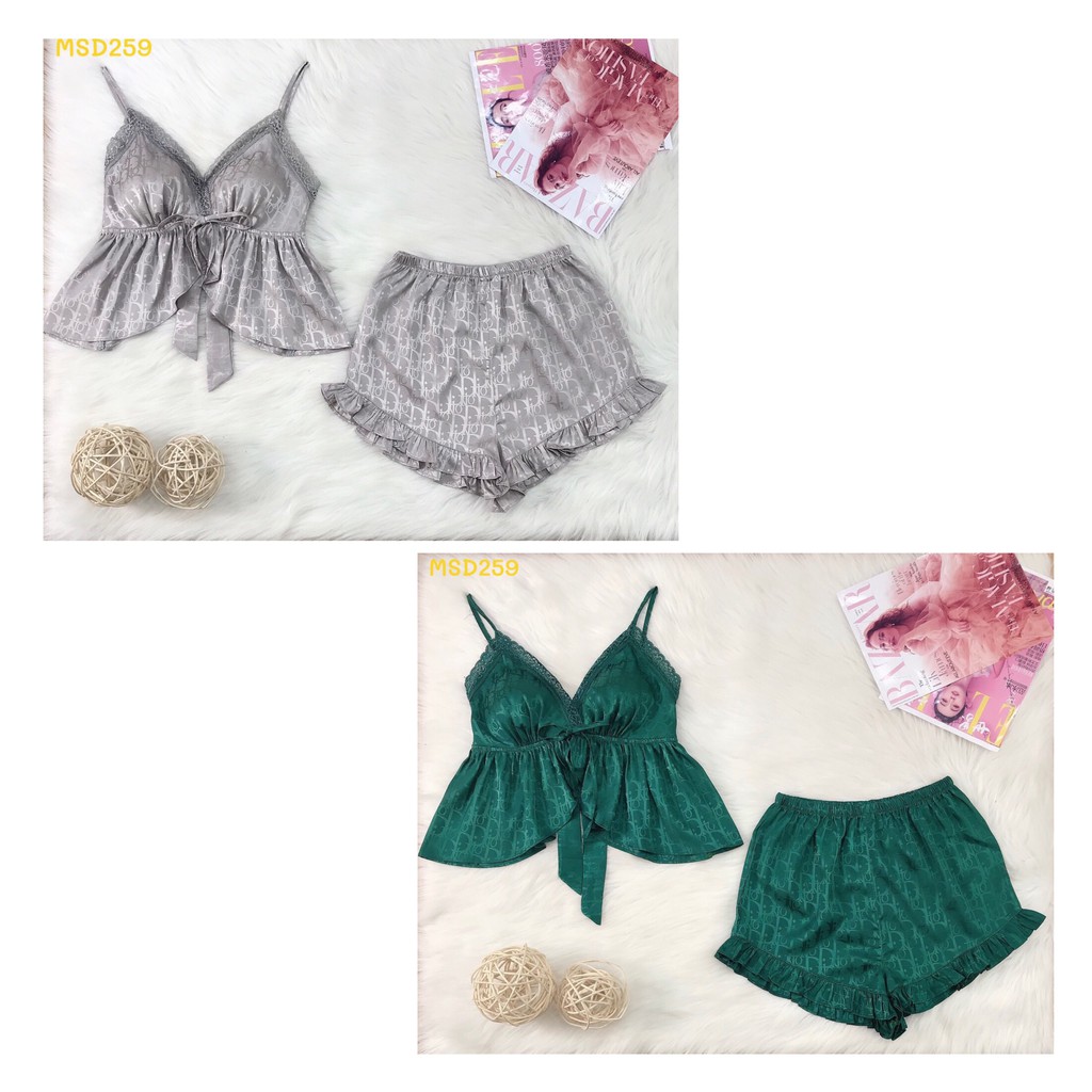 [FREESHIP 50K] Bộ Ngủ Ren NHISTORE Quần Ngắn Bèo  Áo Cúp Ngực Sexy Cột Nơ Freesize Dưới 57kg | BigBuy360 - bigbuy360.vn