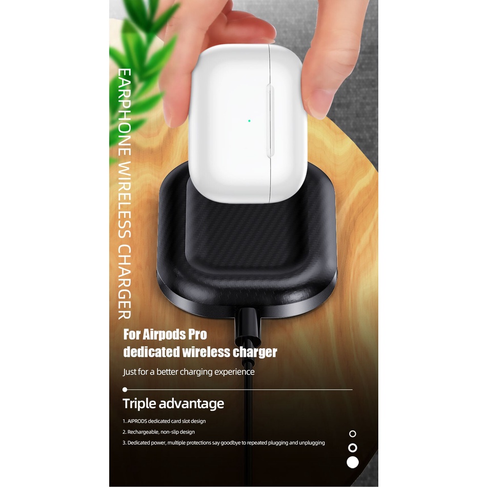 Đế sạc tai nghe không dây 3W Qi thích hợp cho Airpods 2 Pro 3 với cáp dữ liệu Micro USB