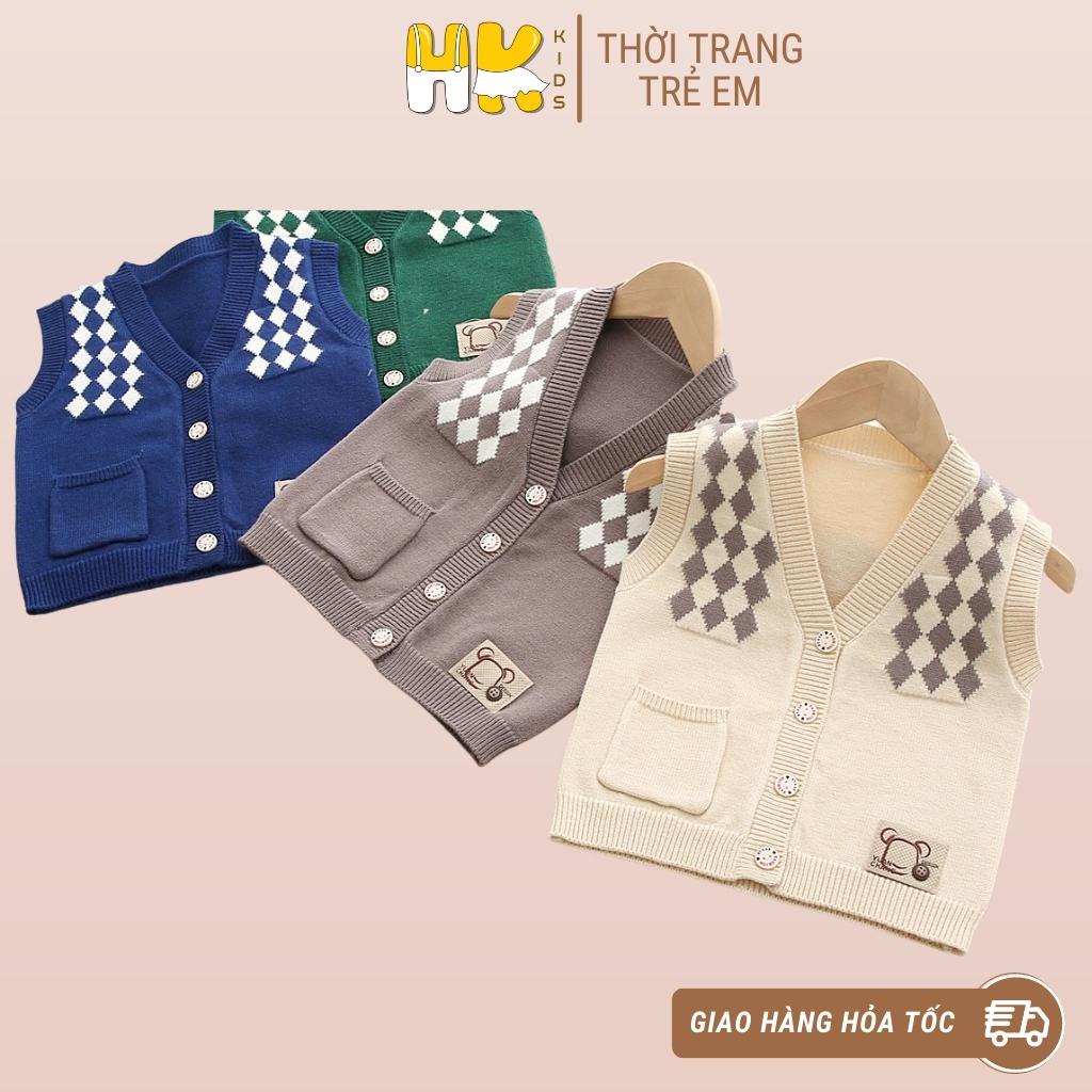 Áo Gile len cho bé HK KIDS, áo len gile cao cấp chất len mềm mịn đanh lì size cho bé từ 2 đến 6 tuổi
