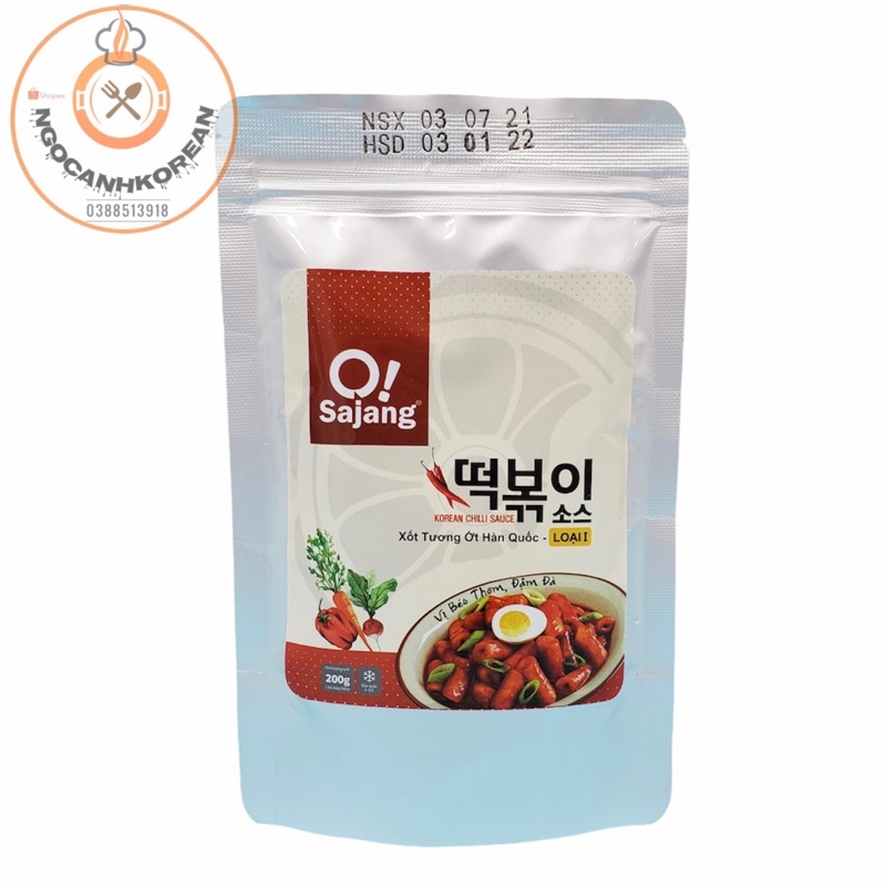 &lt;HOT&gt; Sốt nấu tokbokki O!Sayang Hàn Quốc 200gr đủ nấu 1kg bánh gạo