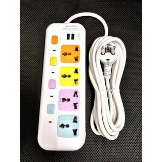 Ổ cắm điện đa năng dây 3m, 4 ổ d 2 ổ usb