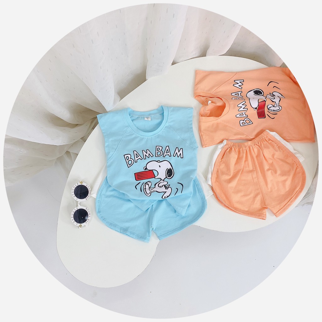 Bộ Quần Áo Trẻ Em 3 Lỗ Hình Snoopy BAM BAM Cho Bé Chất Liệu COTTON Cao Cấp Size Từ 10-20KG MÃ BL10