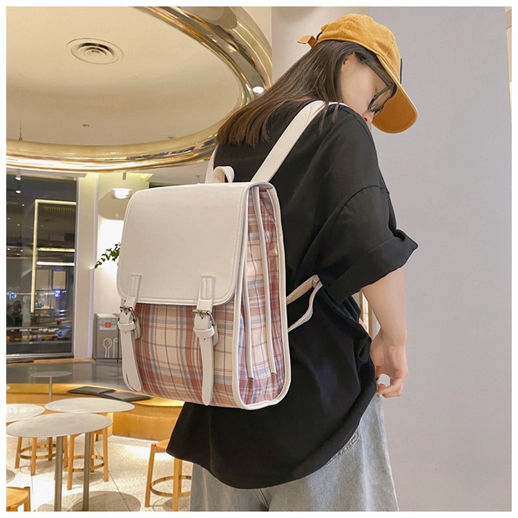 Balo nữ dáng vuông hộp kẻ sọc mini thời trang ulzzang hàn quốc