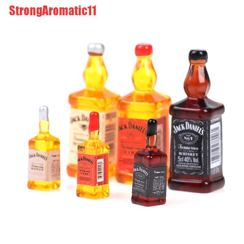 Set 2 Mô Hình Chai Rượu Whisky Mini Trang Trí Nhà Búp Bê